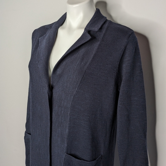 NWT J Jill Navy Blue Single Button Knit Collared Cardigan Sweater SP - Picture 2 of 10